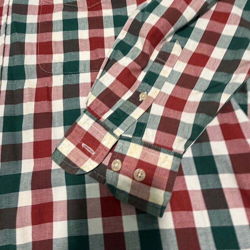 Dockers Mens Long Sleeve Plaid Button-Up Shirt Size L Red Green Cotton - Picture 3 of 10